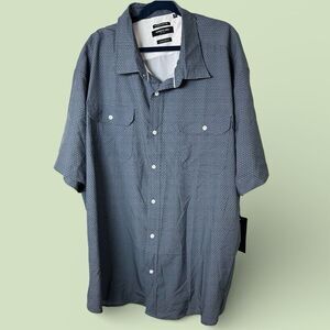 Kenneth Cole Techni-Cole Black and Blue Geometric Short Sleeve Top 4XL NWT